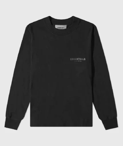 Essentials Long Sleeve Sweatshirt Polo Black