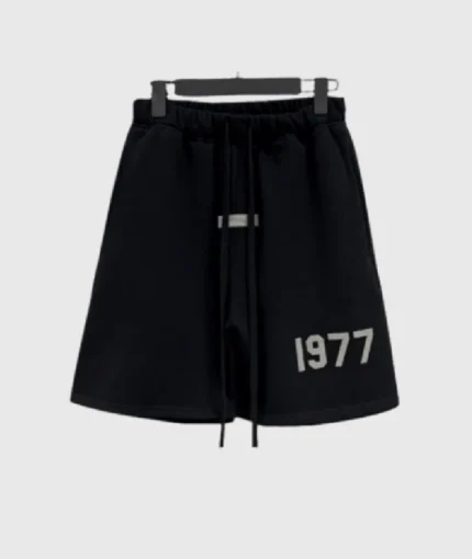 Fear of God Essentials 1977 Logo Shorts Black Fear of God Essentials 1977 Logo Shorts Black